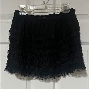 Elegant Black Lace Ruffle Skirt